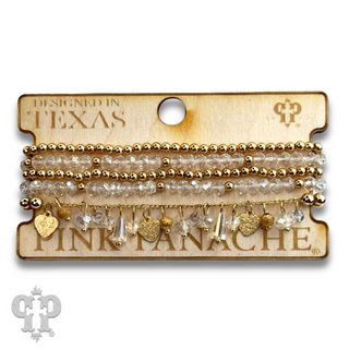 Heart and variety bead charm bracelet