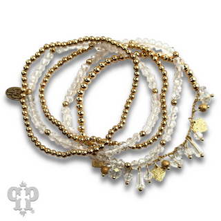 Heart and variety bead charm bracelet