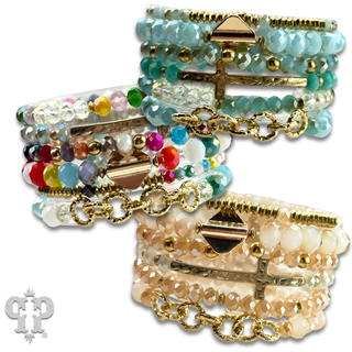 Mixed charm and bead multi strand bracelet