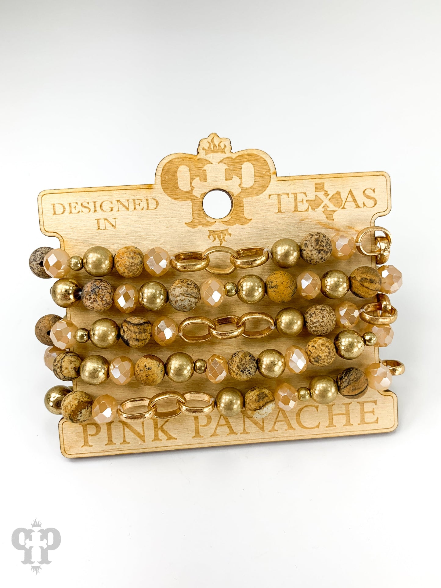 Natural stone and chain link bracelet stack