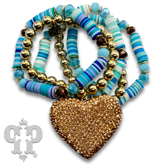 Rhinestone heart charm bracelet