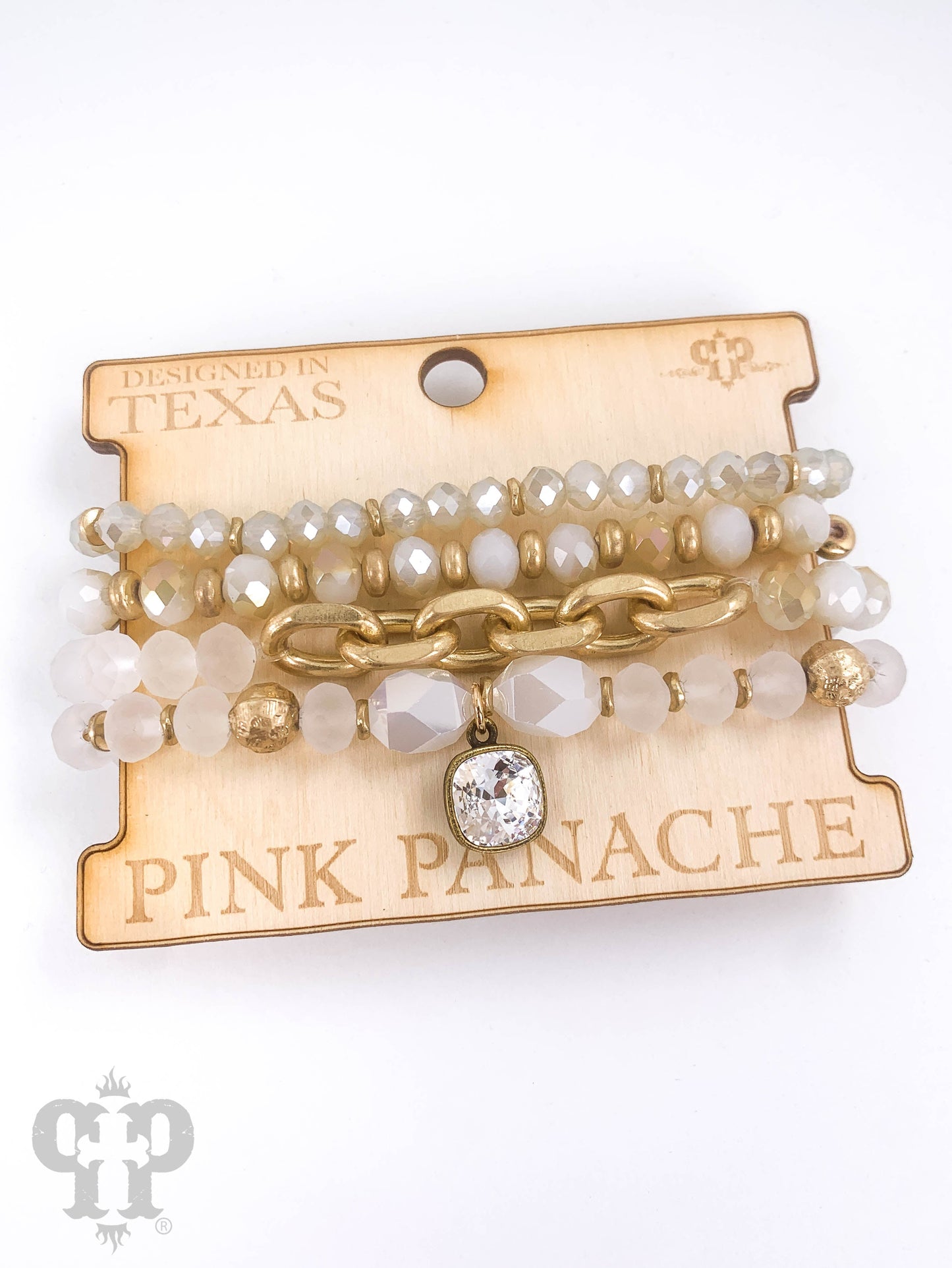 Austrian crystal and chain bracelet stack