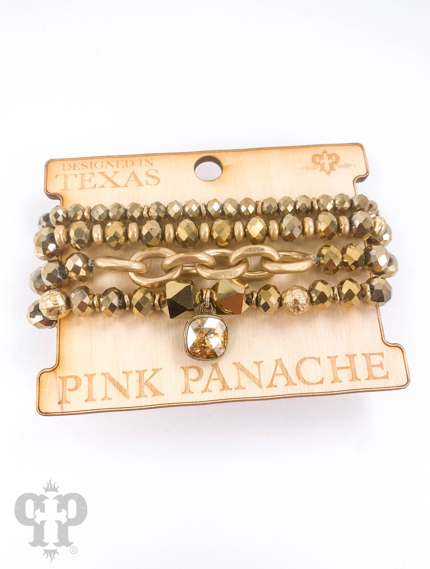 Austrian crystal and chain bracelet stack