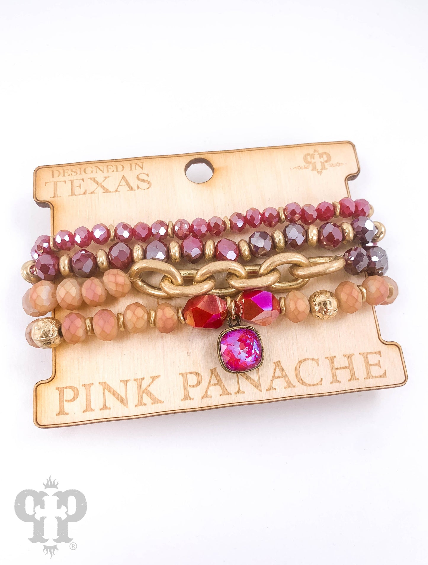 Austrian crystal and chain bracelet stack
