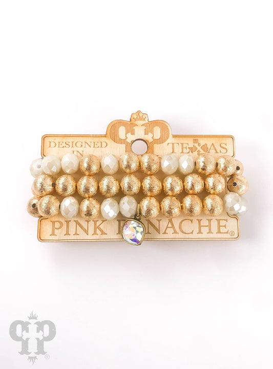 Austrian crystal and round bead bracelet set
