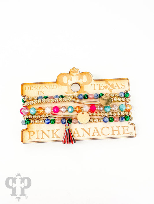 Stone and crystal bead bracelet set