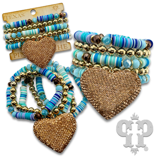 Rhinestone heart charm bracelet