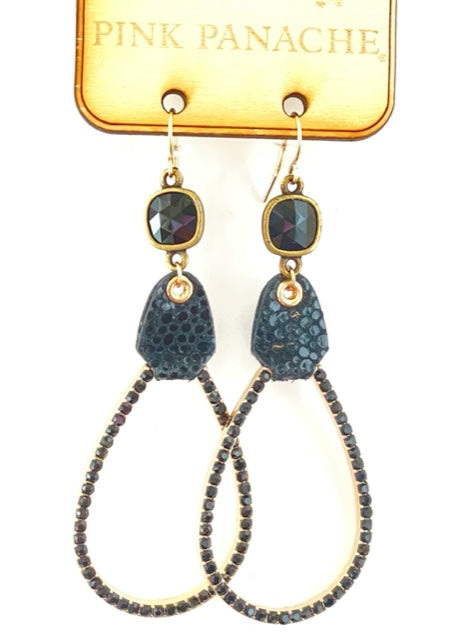 Black rhinestone teardrop, Austrian crystal earring, last call