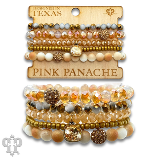 Five strand stone and crystal bead bracelet set, Austrian crystal