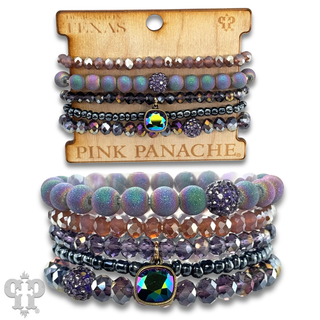 Five strand stone and crystal bead bracelet set, Austrian crystal