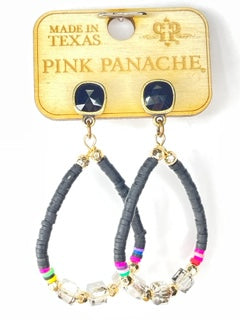 Black rubber bead teardrop, Austrian crystal earring, last call