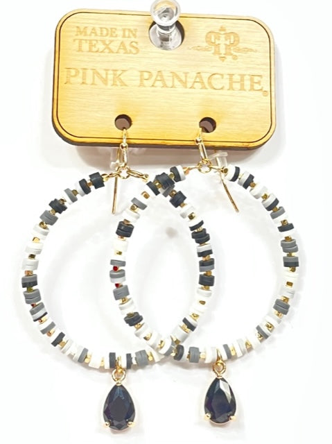 Black rubber bead, teardrop charm earring, last call