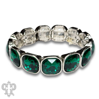 Square rhinestone single strand bracelet, two sizes