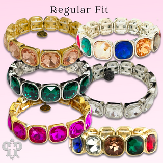 Square rhinestone single strand bracelet, two sizes