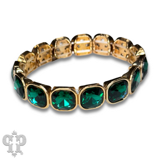 Square rhinestone single strand bracelet, two sizes