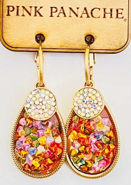 Multi-color acrylic teardrop earring, last call