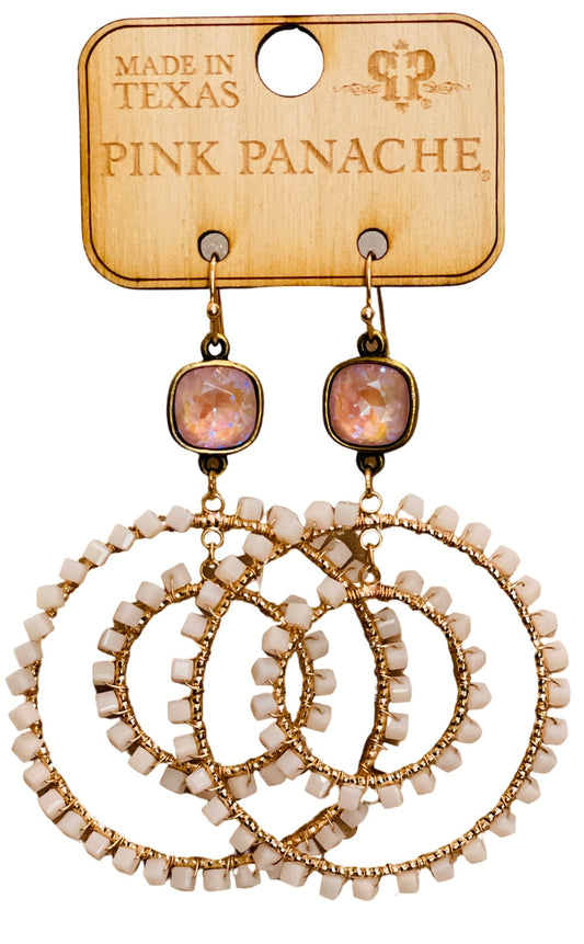 Blush pink double circle earring, Austrian crystal