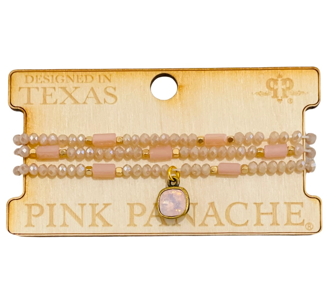 Pink bead mix bracelet set, Austrian crystal