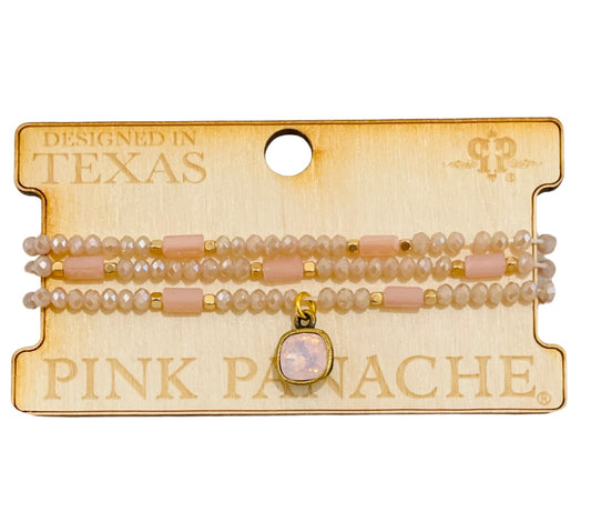 Pink bead mix bracelet set, Austrian crystal