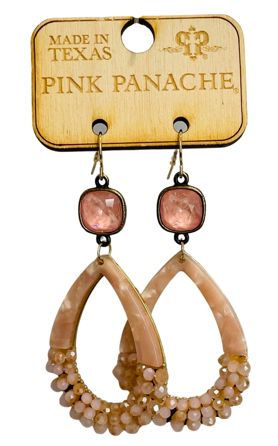 Acrylic teardrop with matching beads earring and Austrian crystal