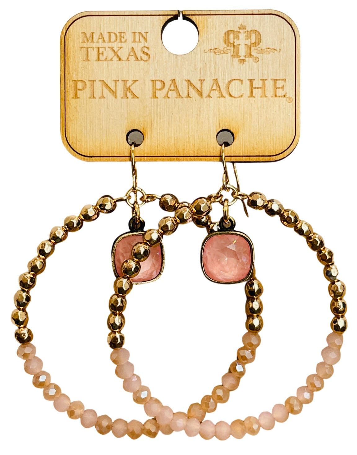 Gold and color bead circle earring, Austrian crystal