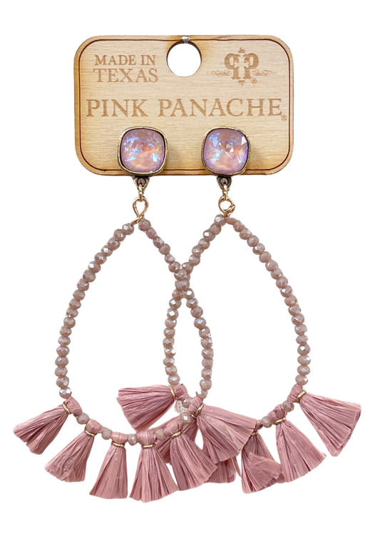 Pink tassel teardrop, Austrian crystal earring, last call