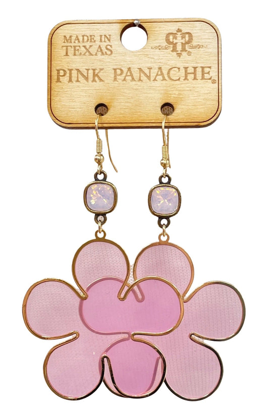 Acrylic flower earring, Austrian crystal