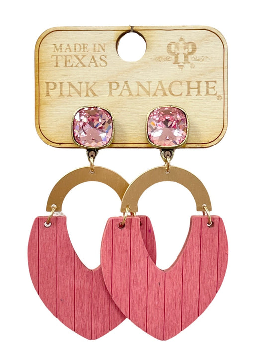 Pink and gold arch earring, Austrian crystal