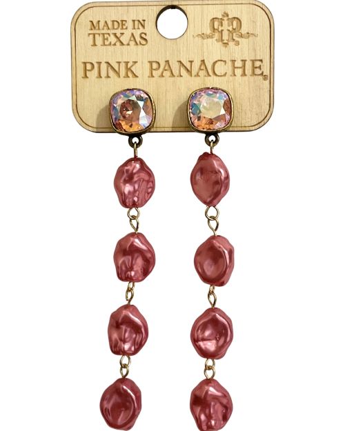 Fuchsia coin pearl earring, Austrian crystal