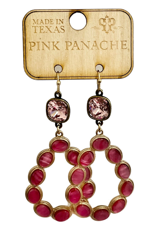 Pink shimmer teardrop earring, Ausrian crystal