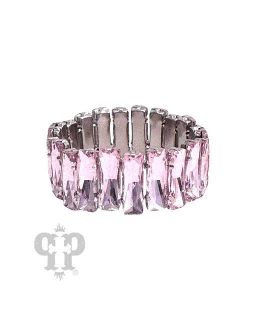 Pink rectangle rhinestone bracelet