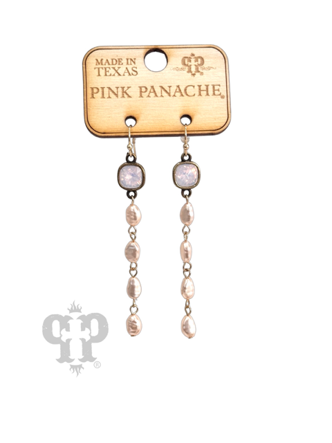 Rice pearl drops earring, Austrian crystal
