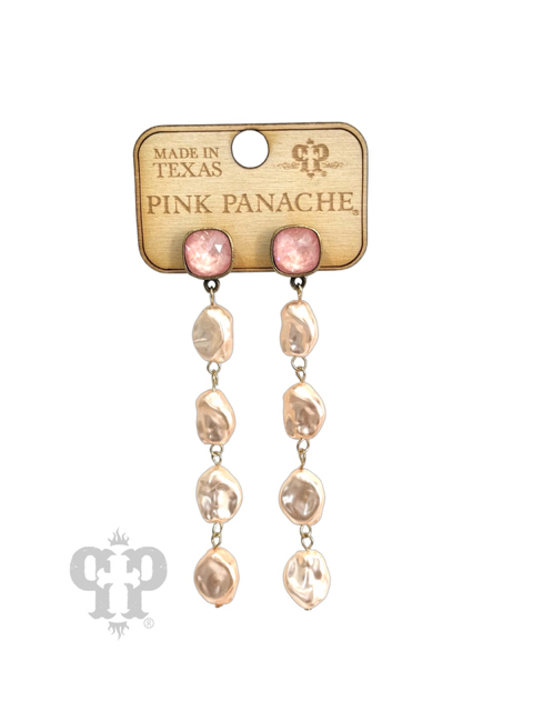 Pink coin pearl earring, Austrian crystal