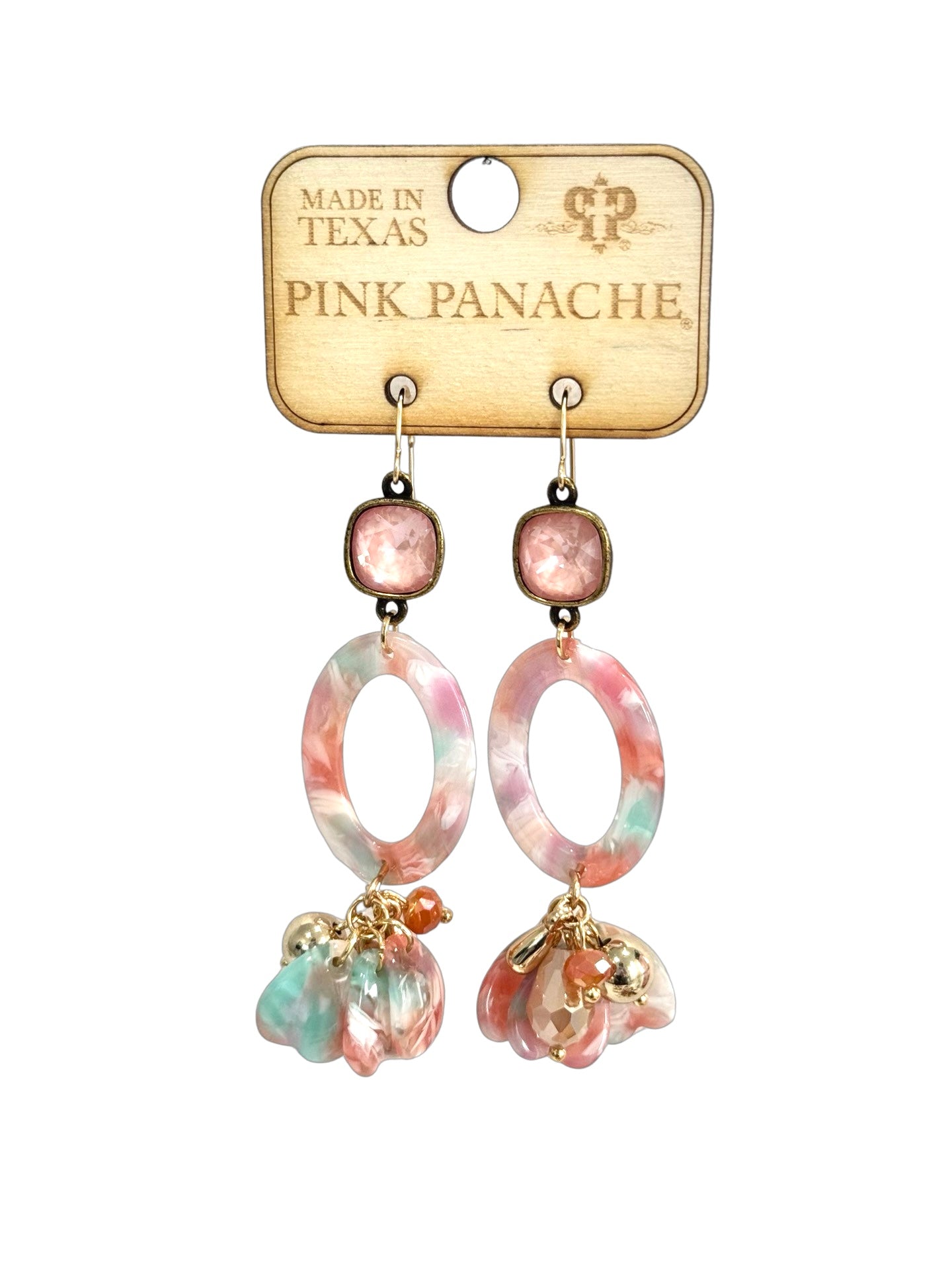 Pink swirl oval earring, Austrian crystal