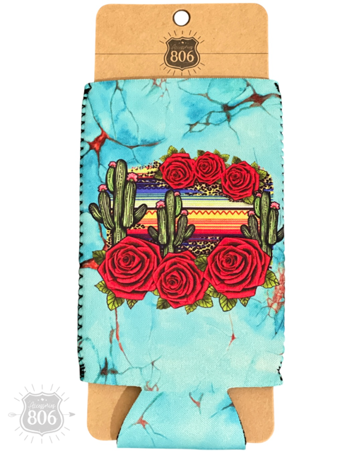 Turquoise and roses drink holder