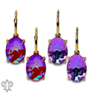 Oval rhinestone earring on hoop