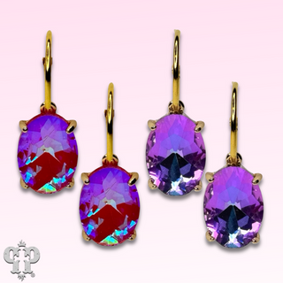 Oval rhinestone earring on hoop