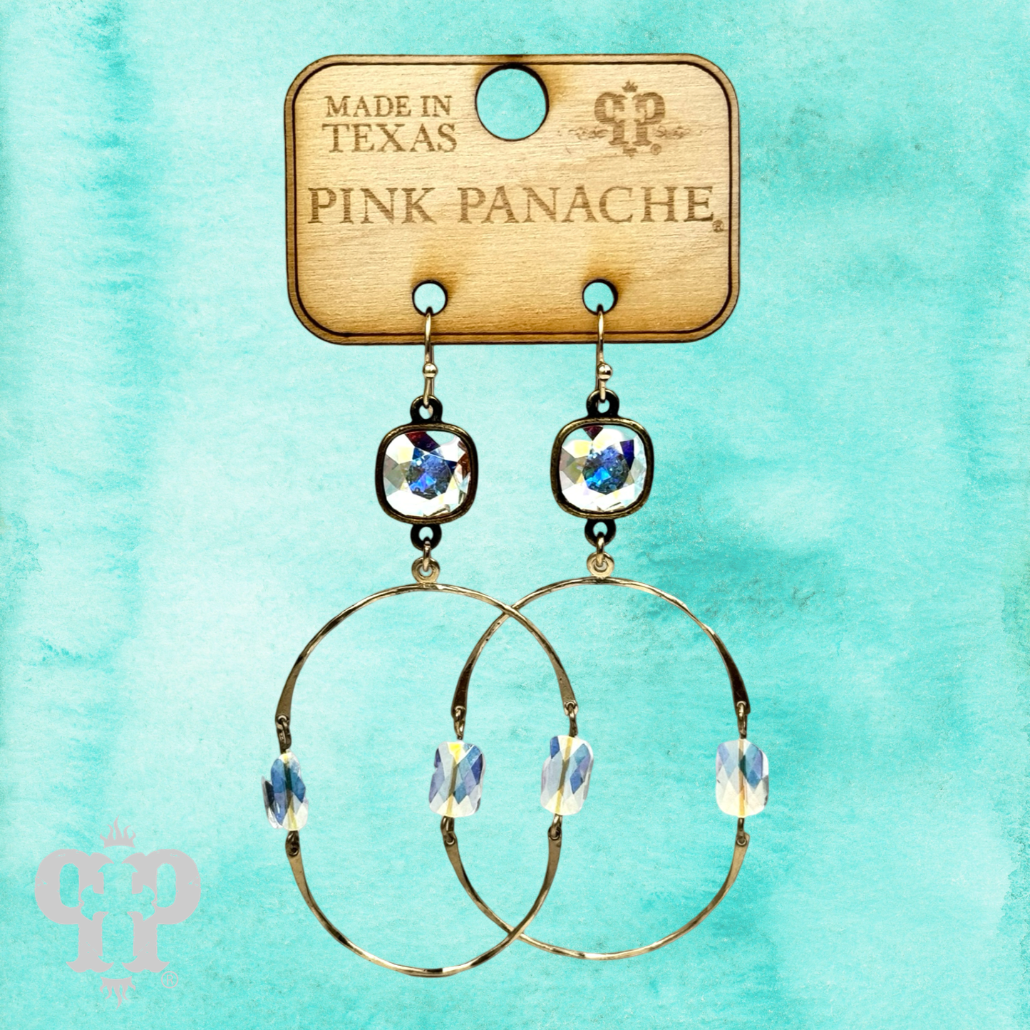 Hinged oval earring, Austrian crystal