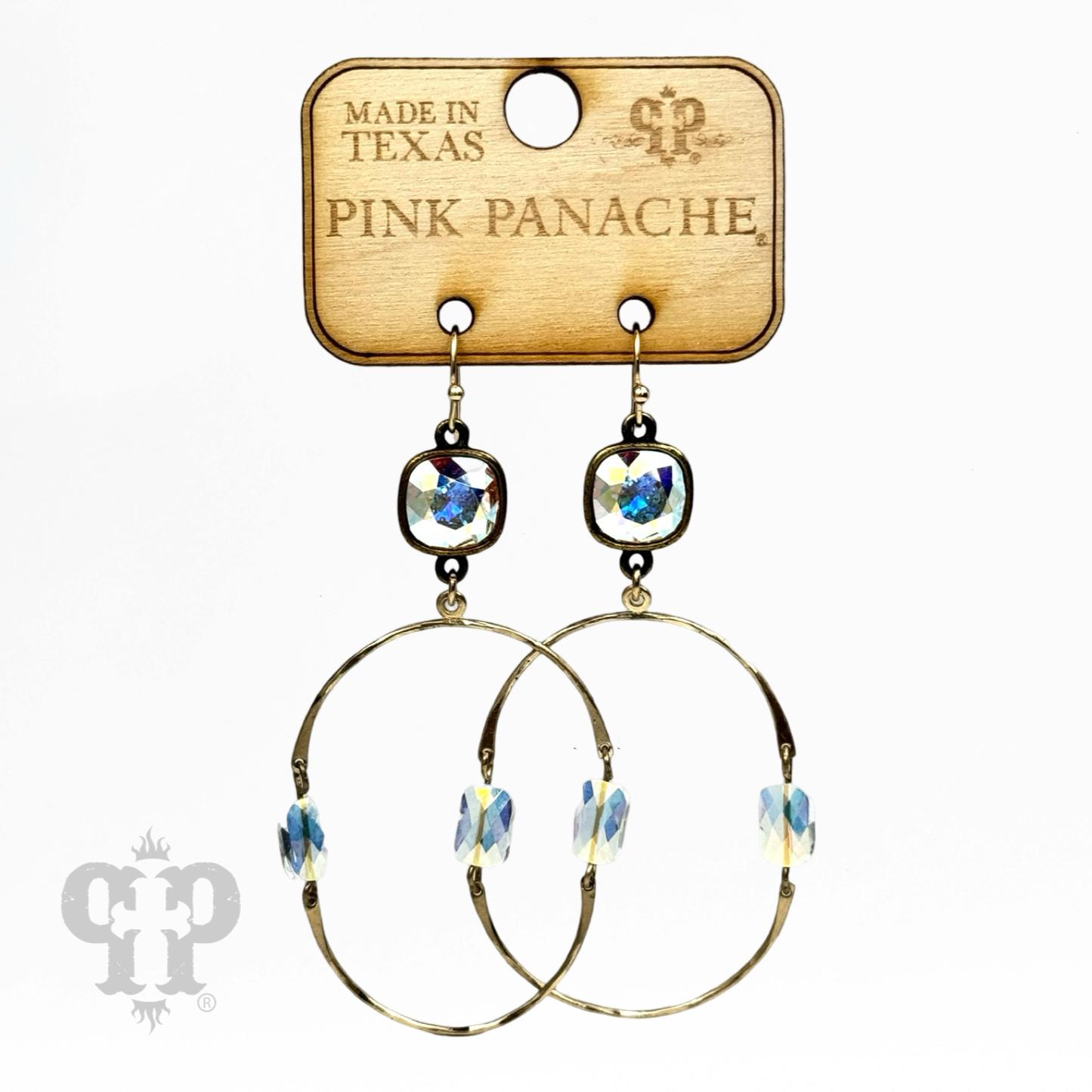 Hinged oval earring, Austrian crystal