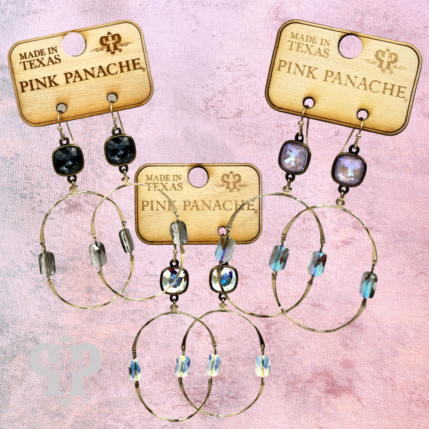 Hinged oval earring, Austrian crystal