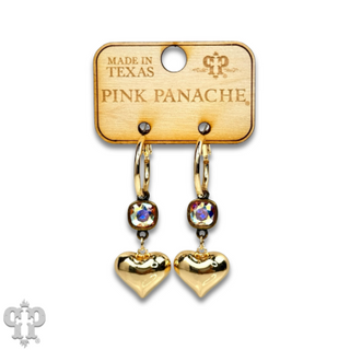 Puffed heart earring, Austrian crystal