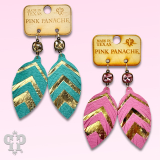 Chevron feather earring, Austrian crystal