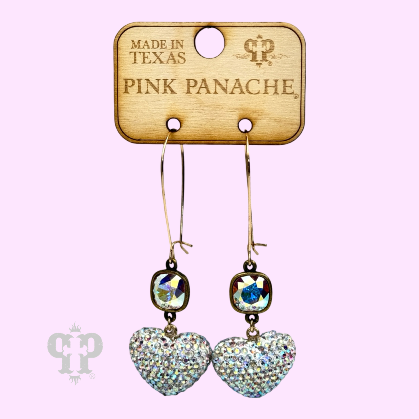 Pave rhinestone heart earring, Austrian crystal