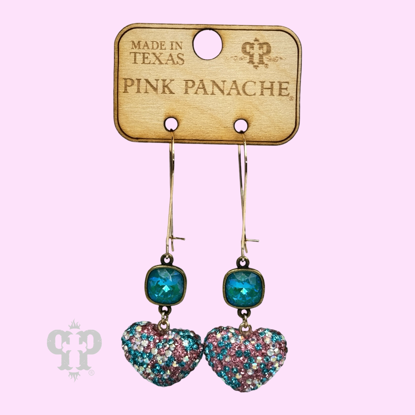 Pave rhinestone heart earring, Austrian crystal