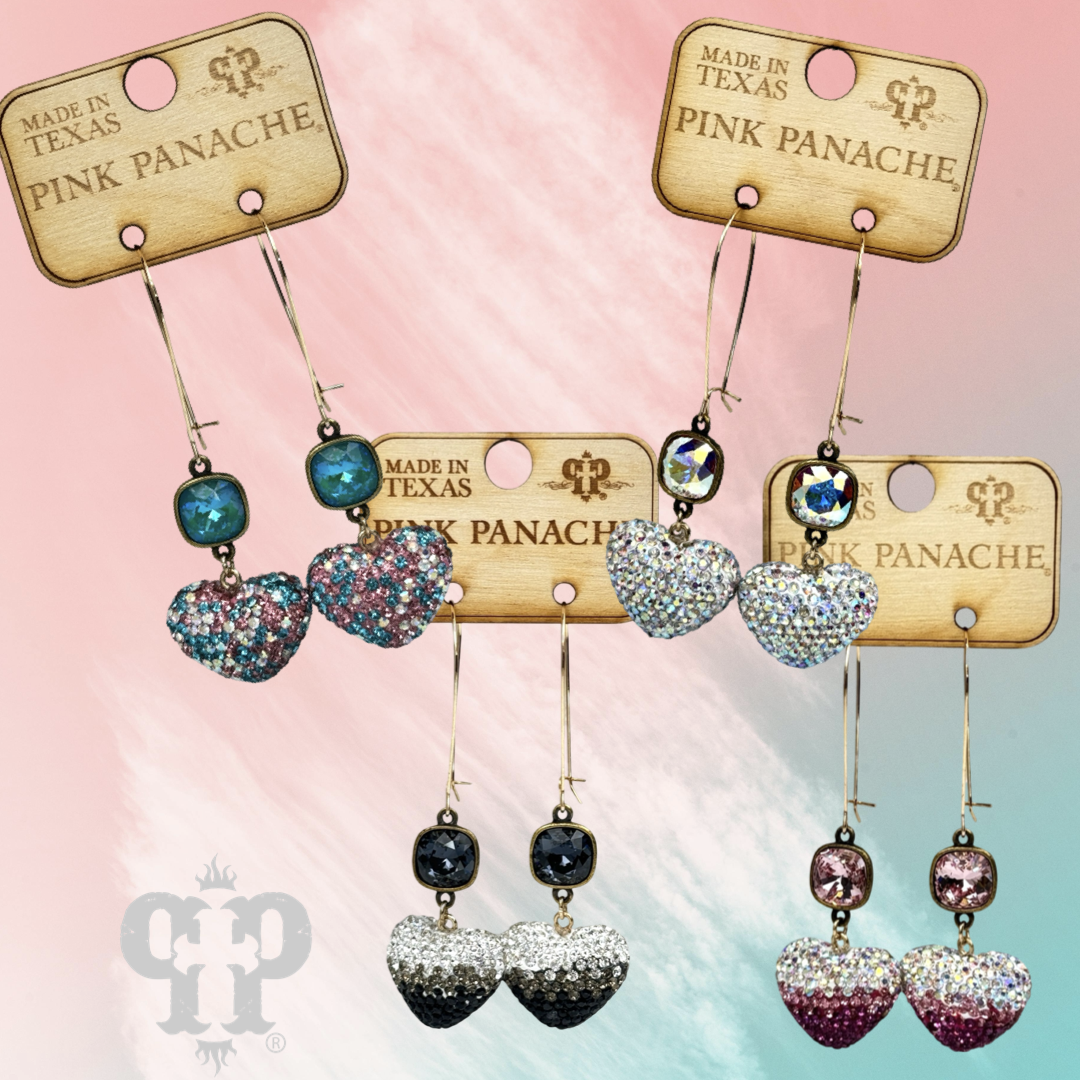 Pave rhinestone heart earring, Austrian crystal