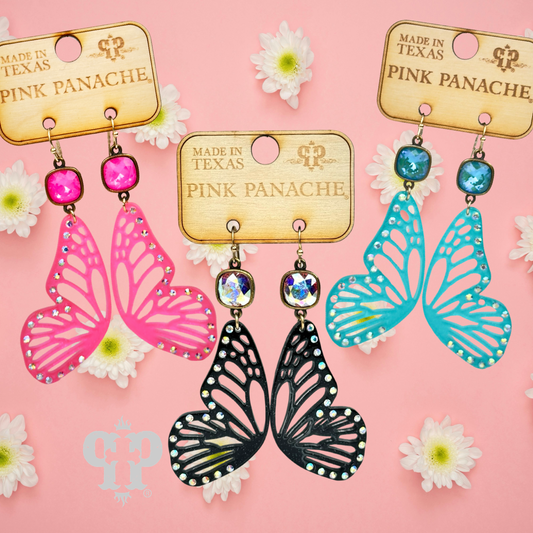 Butterfly wing earring, Austrian crystal