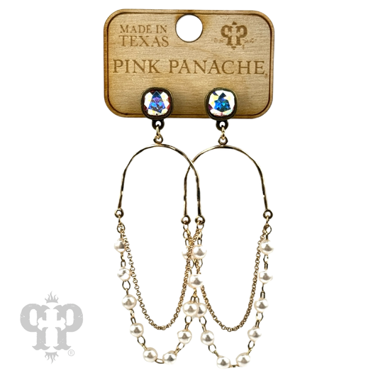 Pearl swing earring, Austrian crystal