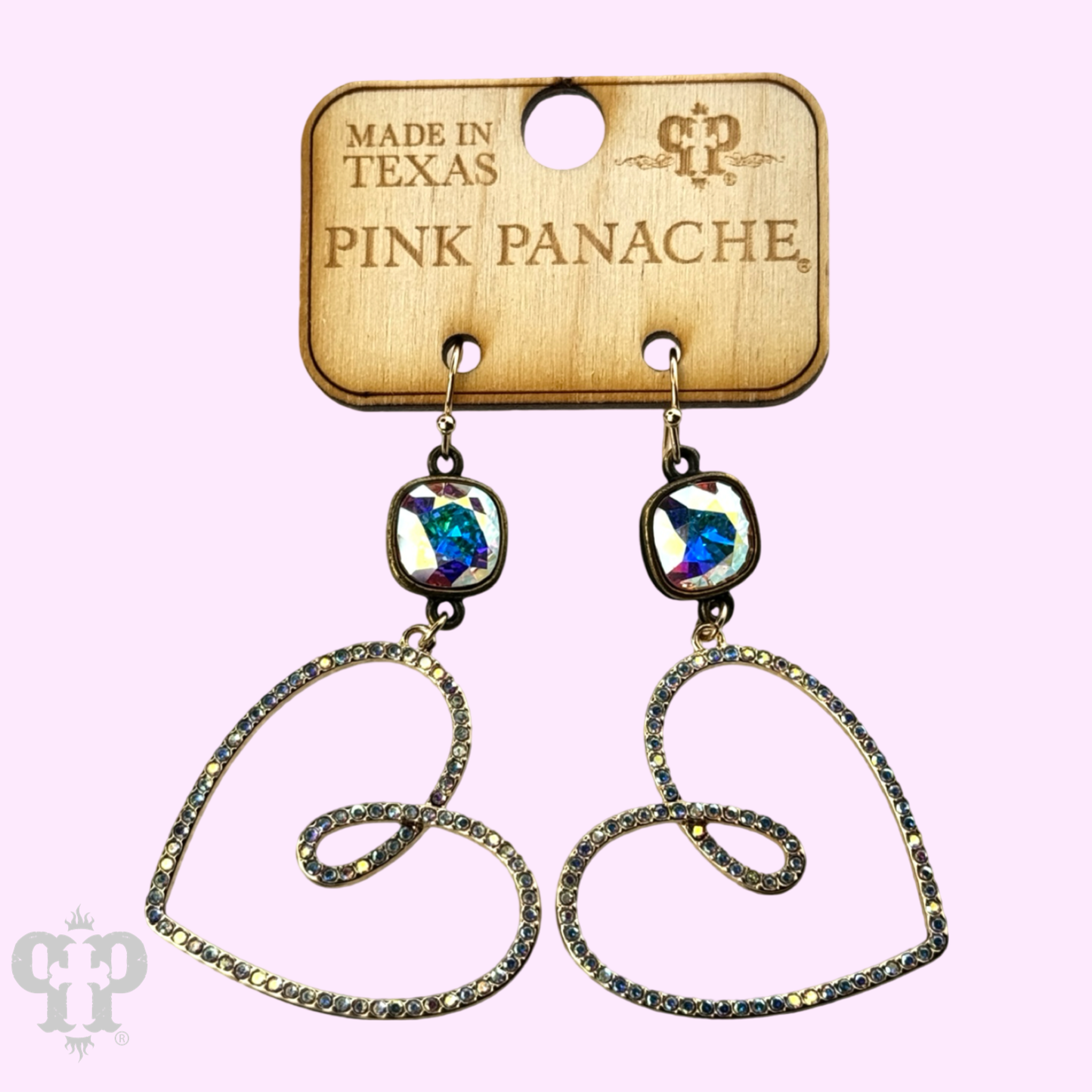Pave rhinestone heart earring, Austrian crystal