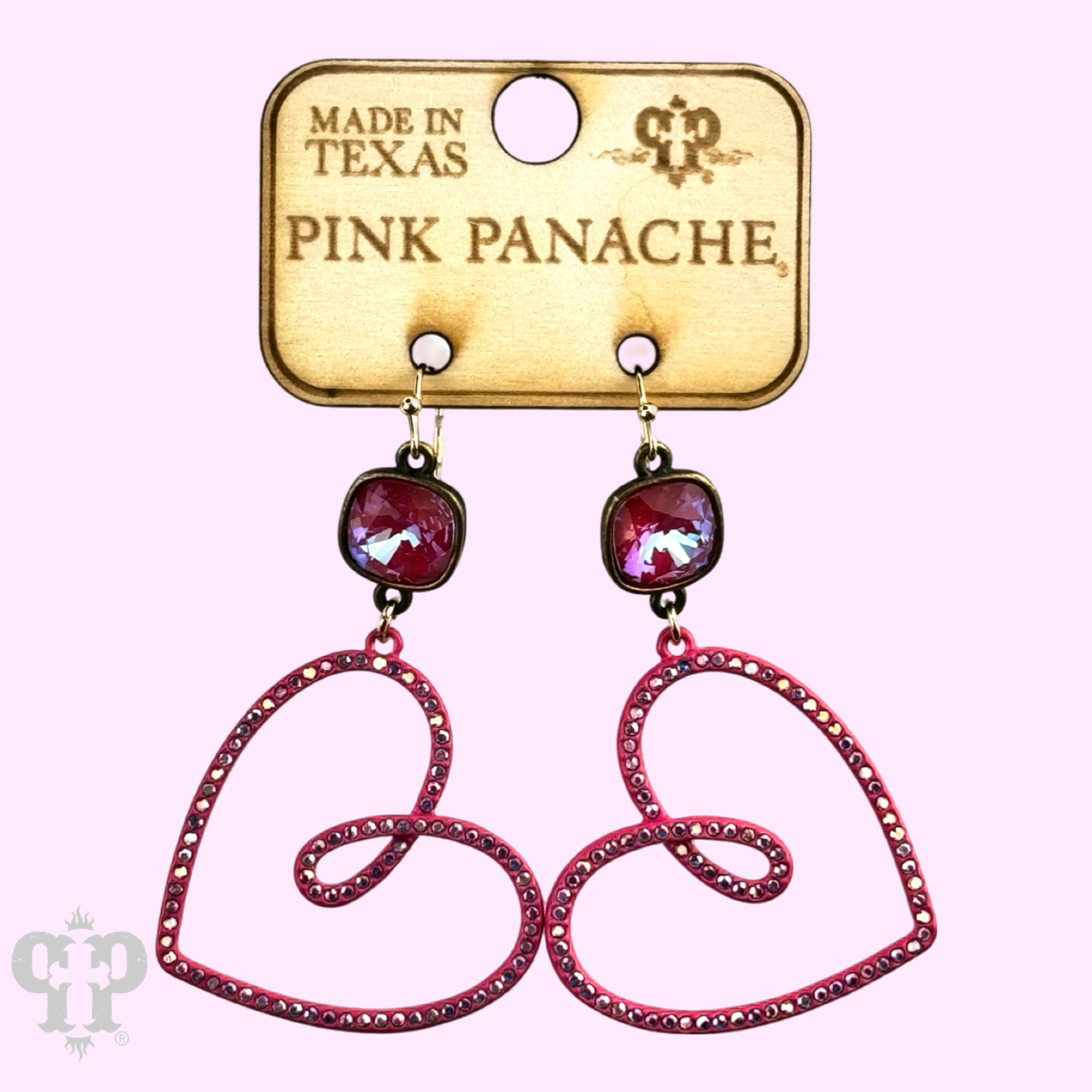 Pave rhinestone heart earring, Austrian crystal