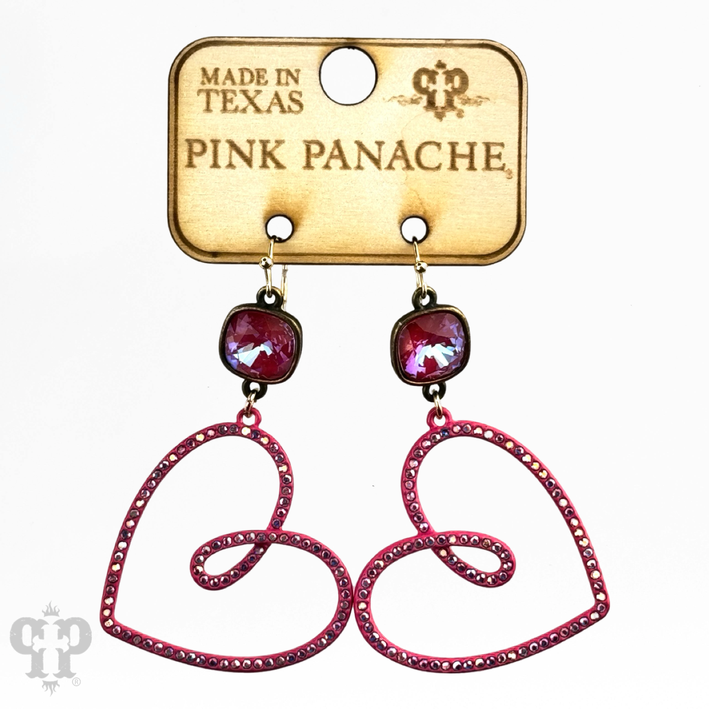 Pave rhinestone heart earring, Austrian crystal